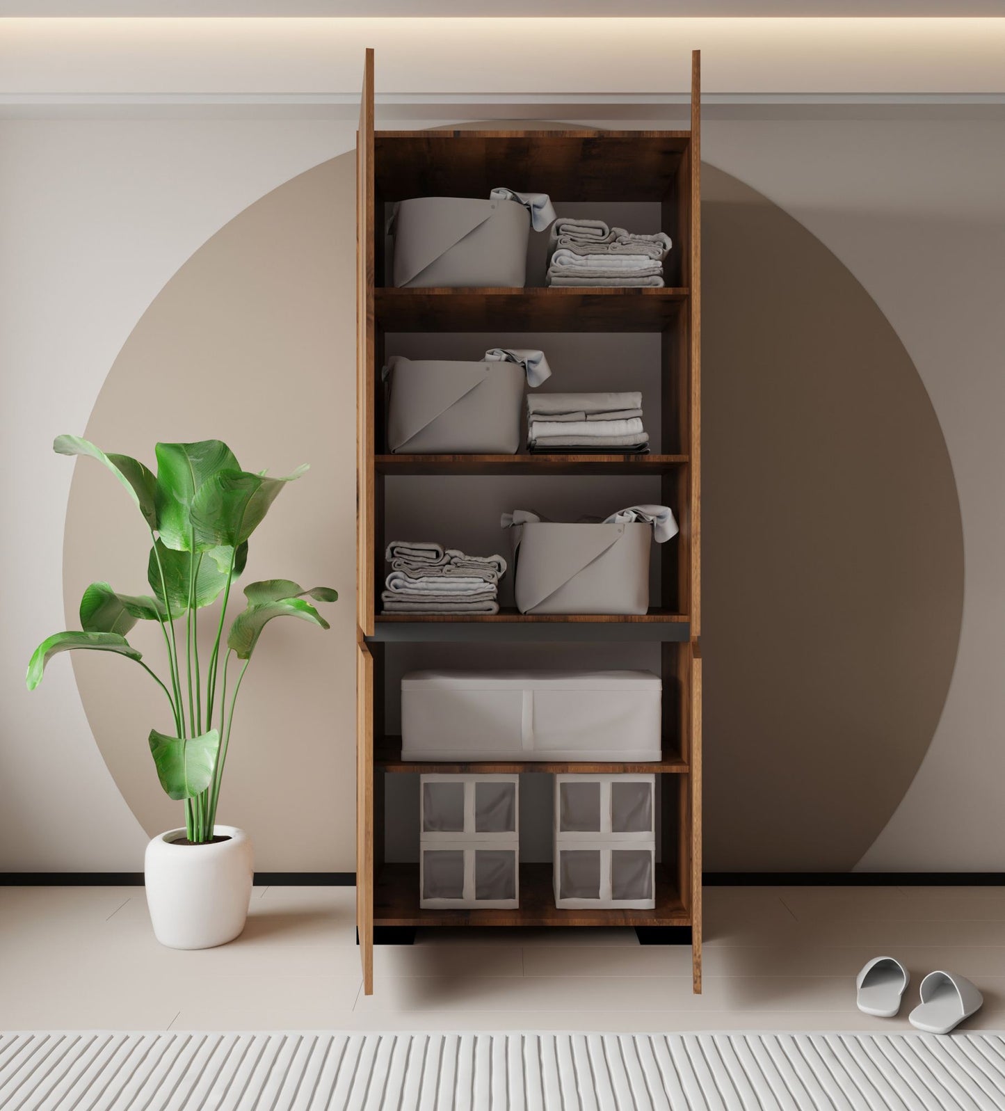 Ντουλάπα 90x210x45 εκ Walnut Anthracite 469ORN1109