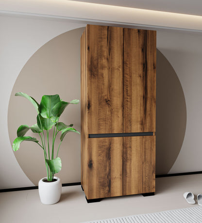 Ντουλάπα 90x210x52 εκ Walnut Anthracite 469ORN1110