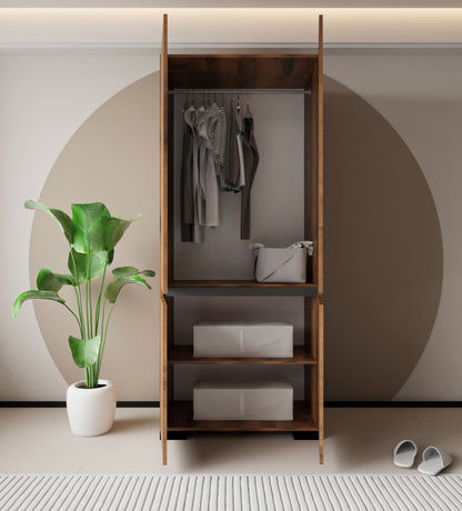 Ντουλάπα 90x210x52 εκ Walnut Anthracite 469ORN1110