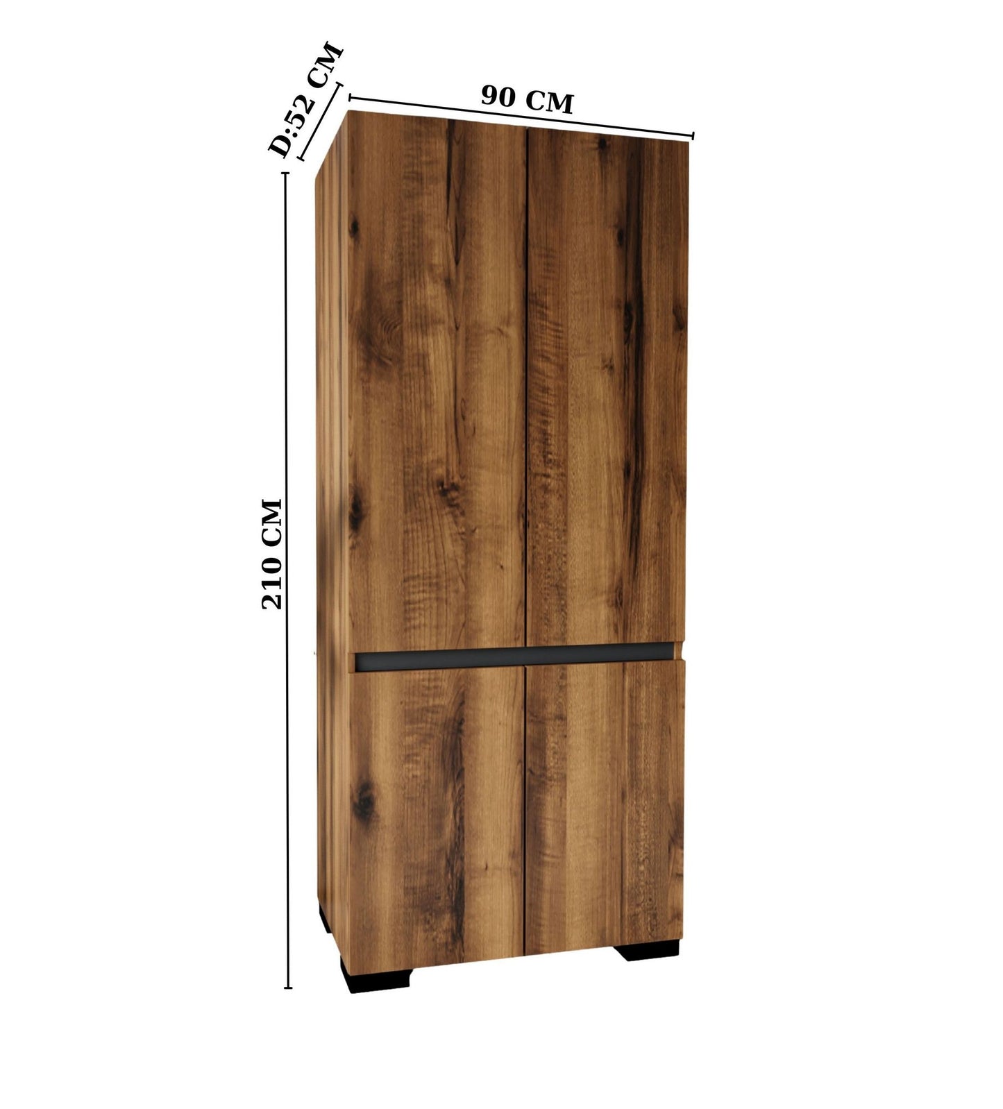Ντουλάπα 90x210x52 εκ Walnut Anthracite 469ORN1110