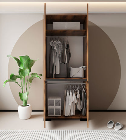 Ντουλάπα 90x210x52 εκ Walnut Anthracite 469ORN1111