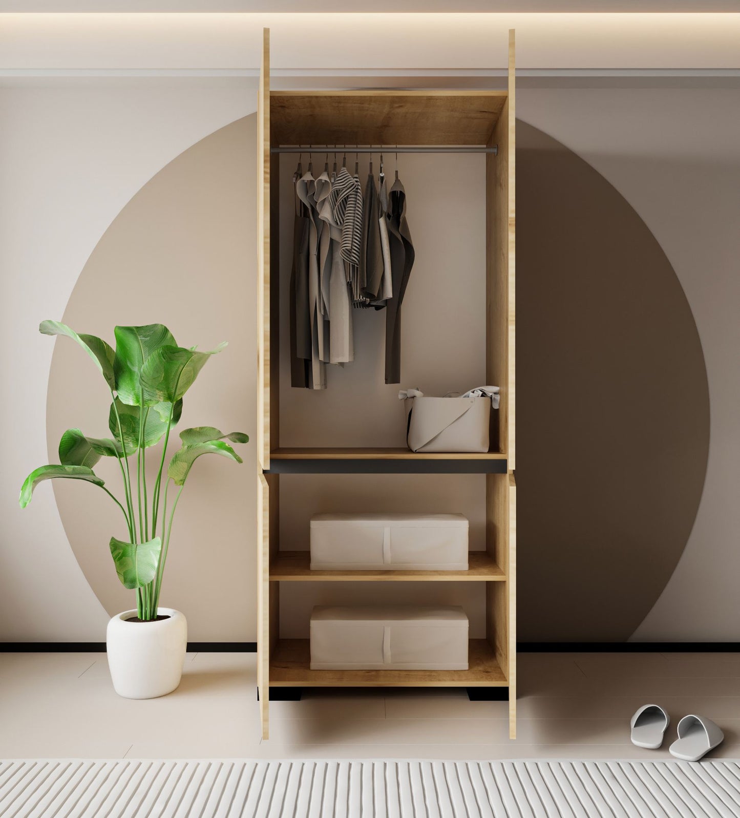 Ντουλάπα 90x210x52 εκ Sapphire Oak Anthracite 469ORN1112