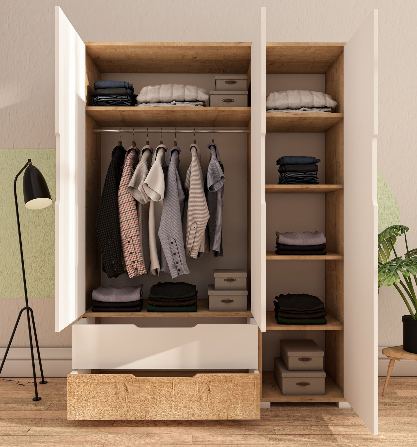 Ντουλάπα 137x183x45 εκ Sapphire Oak White 469ORN1119