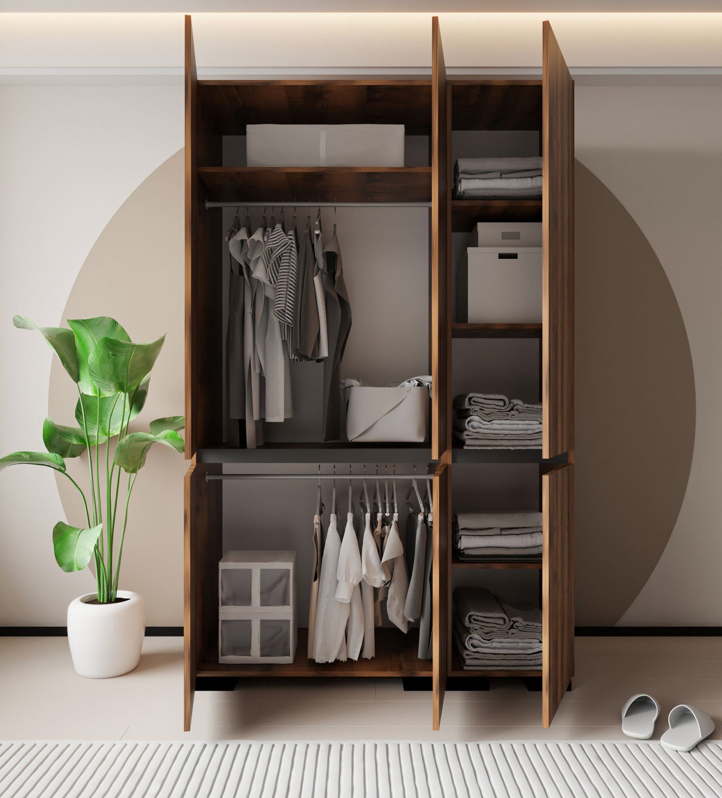 Ντουλάπα 135x210x52 εκ Walnut Anthracite 469ORN1120