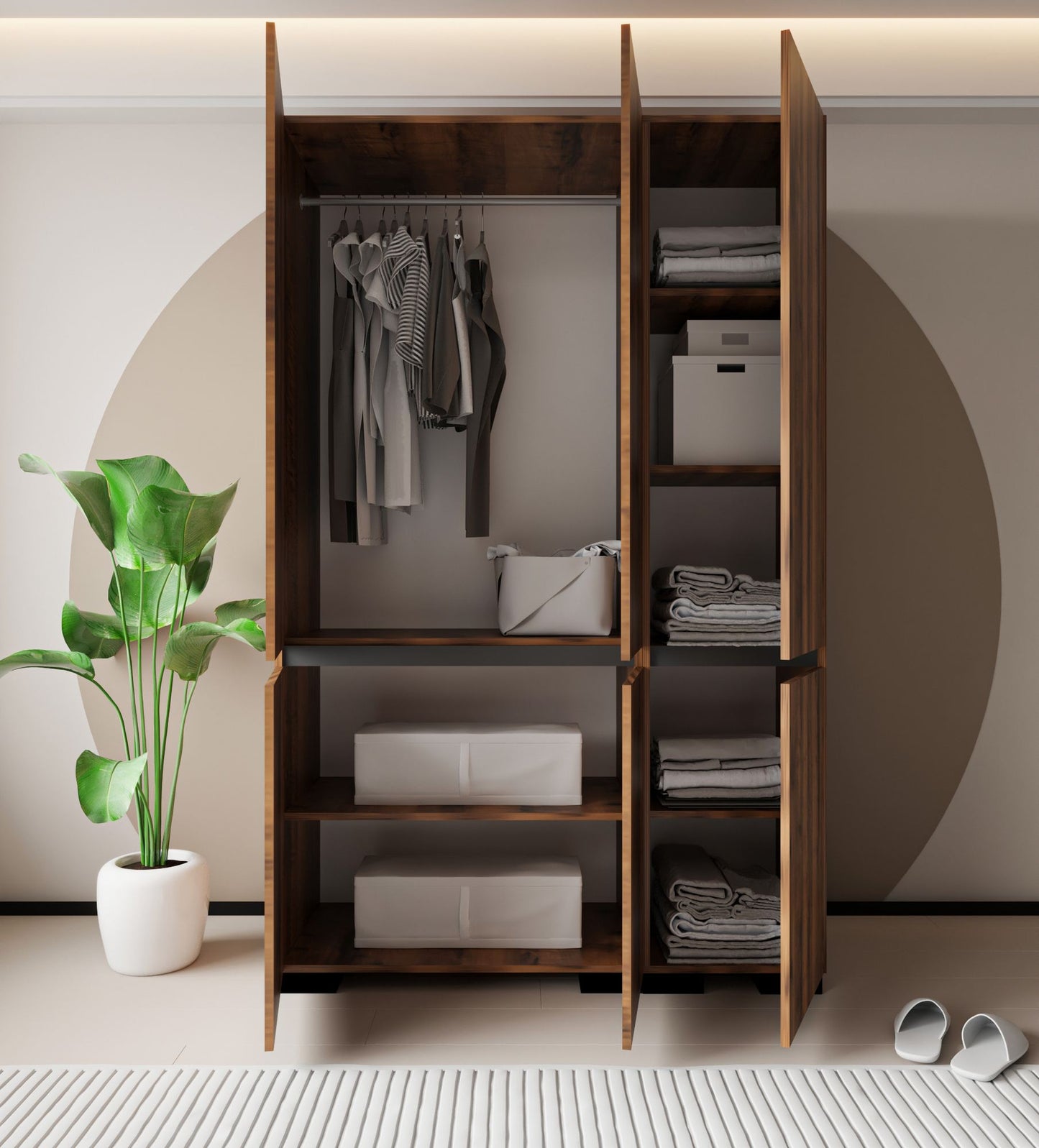 Ντουλάπα 135x210x52 εκ Walnut Anthracite 469ORN1121