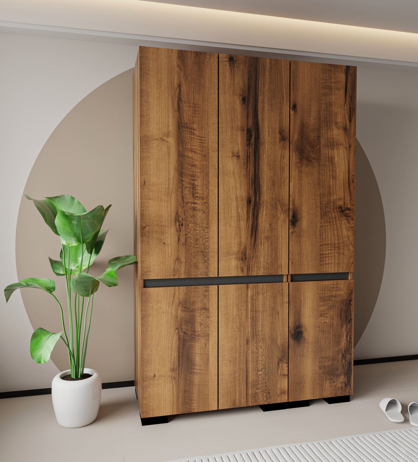 Ντουλάπα 135x210x52 εκ Walnut Anthracite 469ORN1122