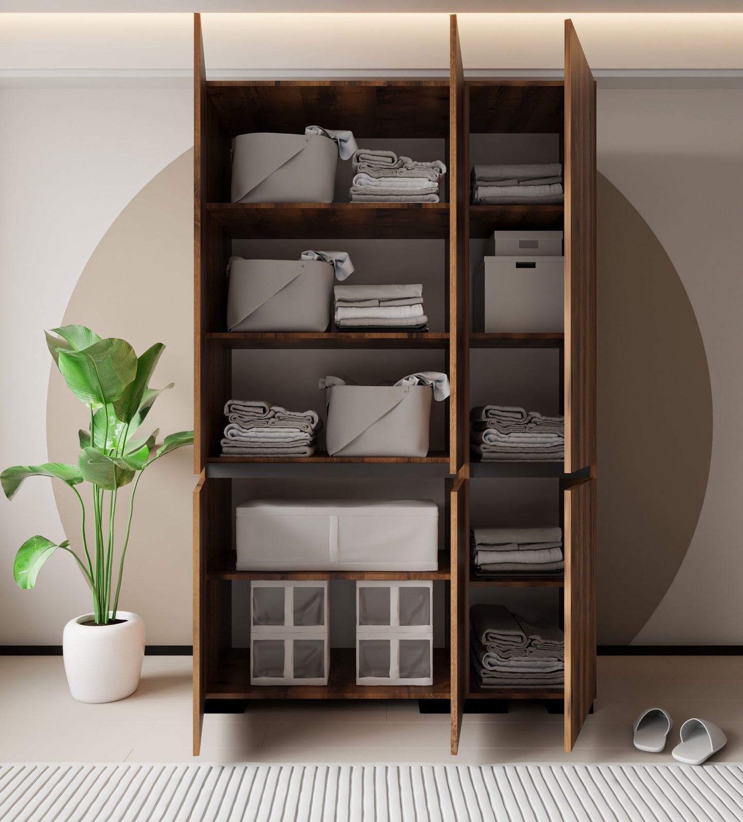 Ντουλάπα 135x210x52 εκ Walnut Anthracite 469ORN1122