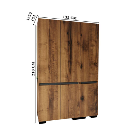 Ντουλάπα 135x210x52 εκ Walnut Anthracite 469ORN1122