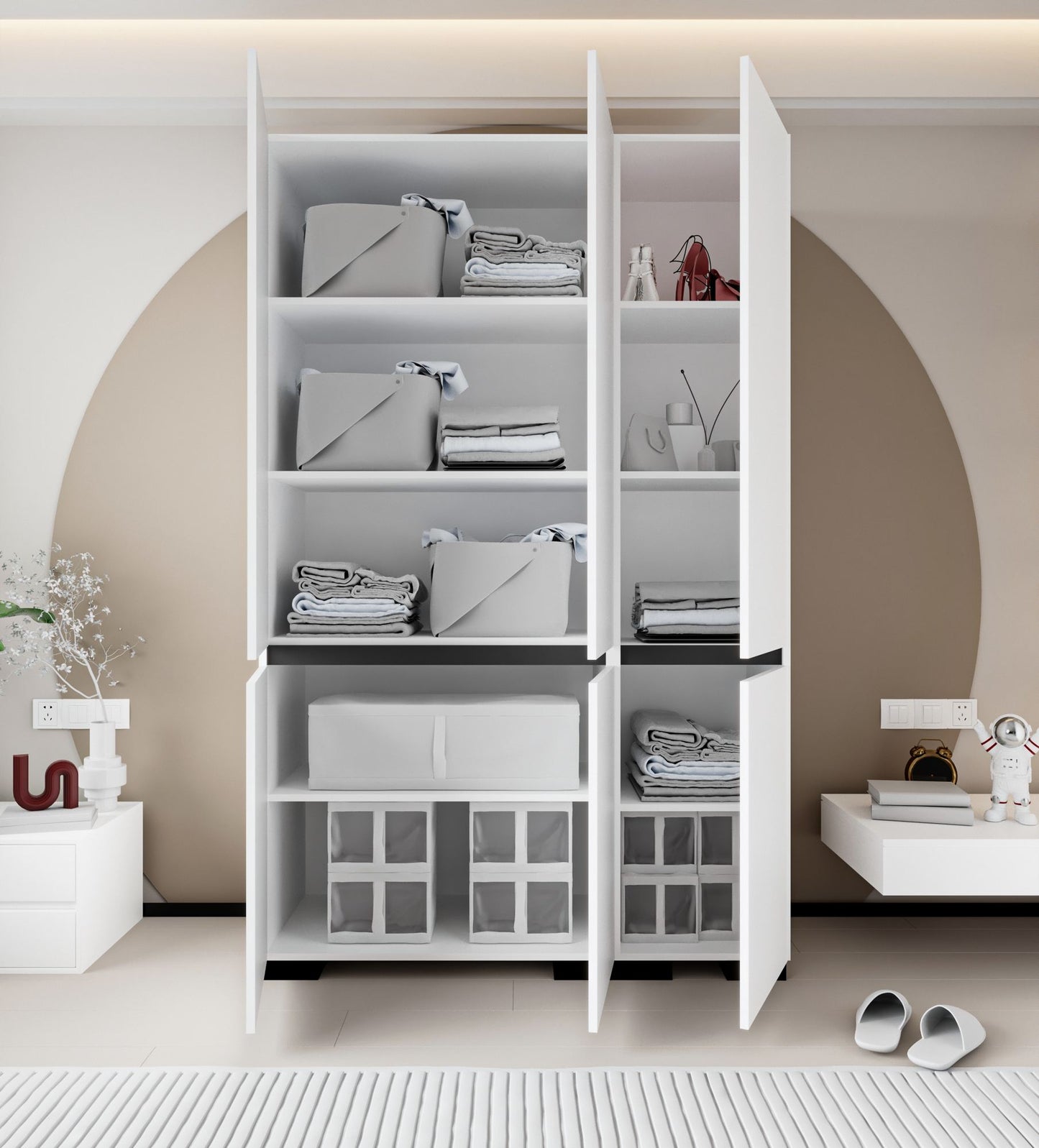 Ντουλάπα 135x210x52 εκ White Anthracite 469ORN1123