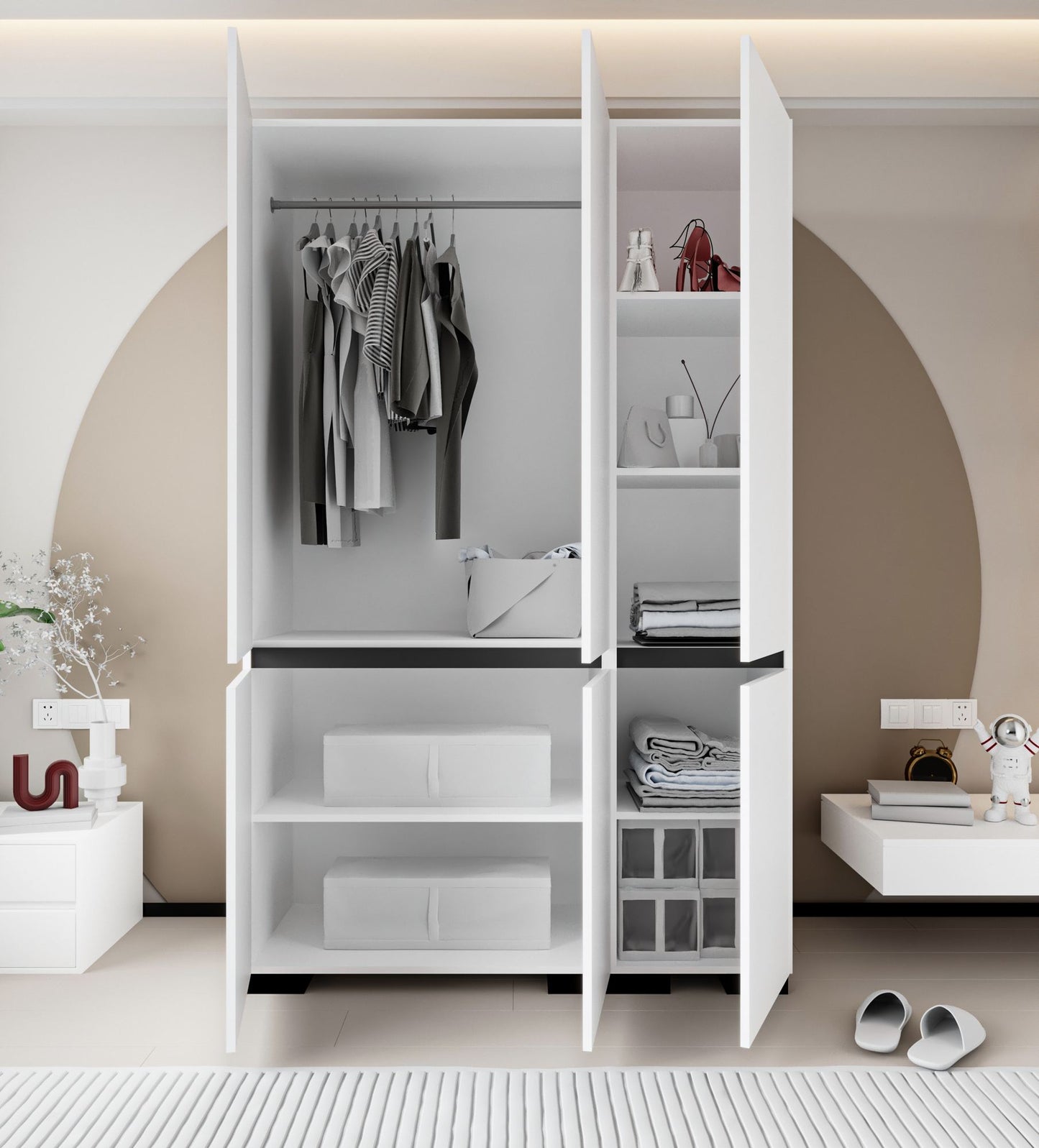 Ντουλάπα 135x210x52 εκ White Anthracite 469ORN1124