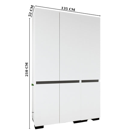 Ντουλάπα 135x210x52 εκ White Anthracite 469ORN1125