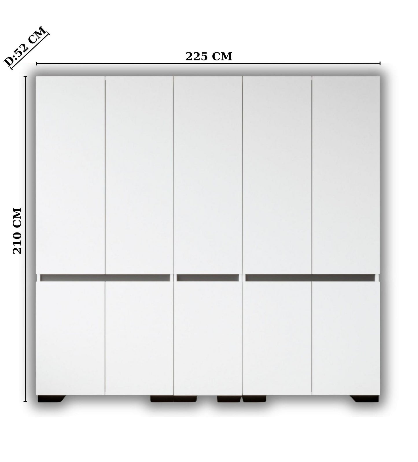 Ντουλάπα 225x210x52 εκ White Anthracite 469ORN1130