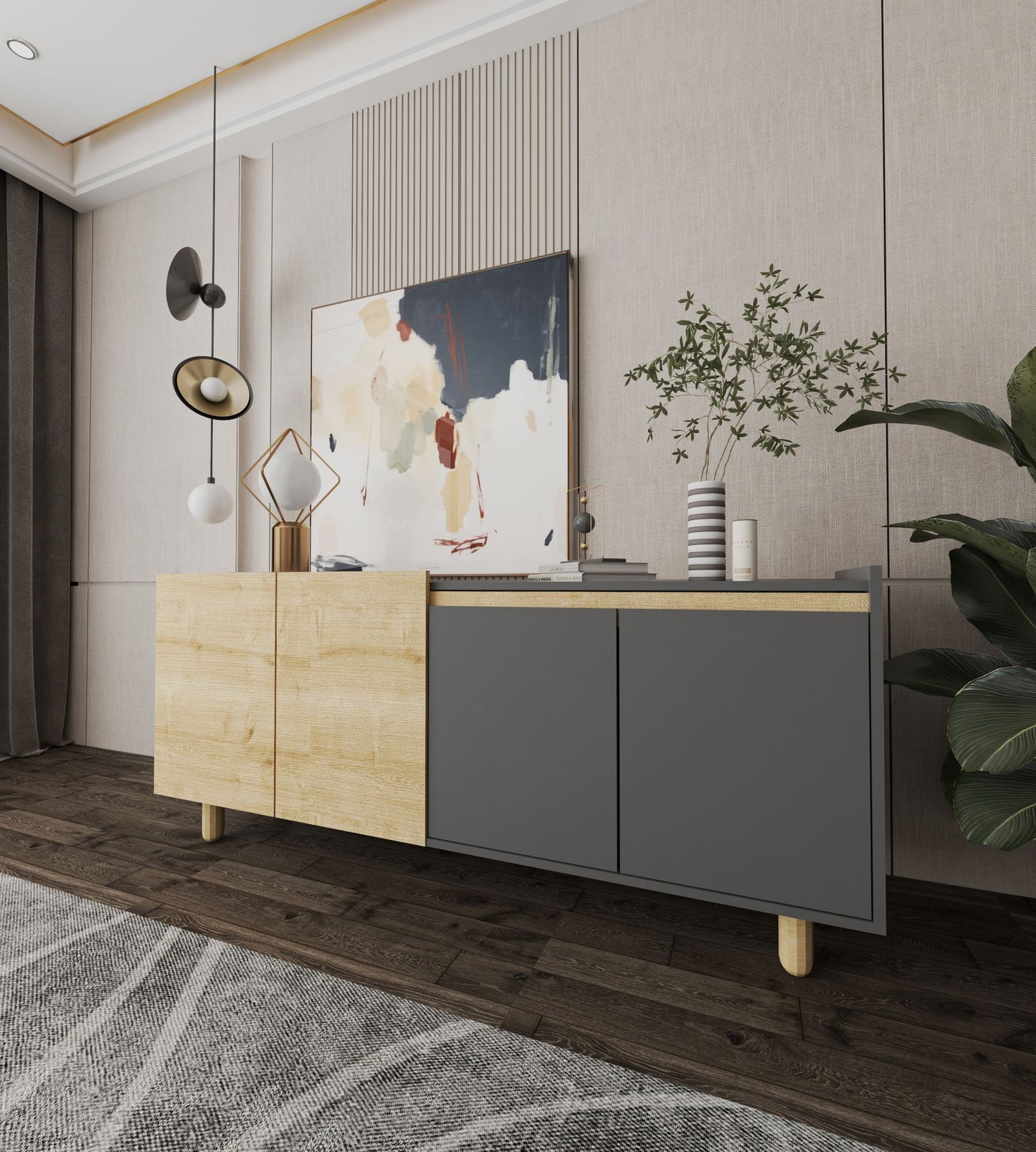 Κονσόλα Μπουφές 180x75x45 εκ Δρυς Sapphire / Ανθρακί 469ORN1528