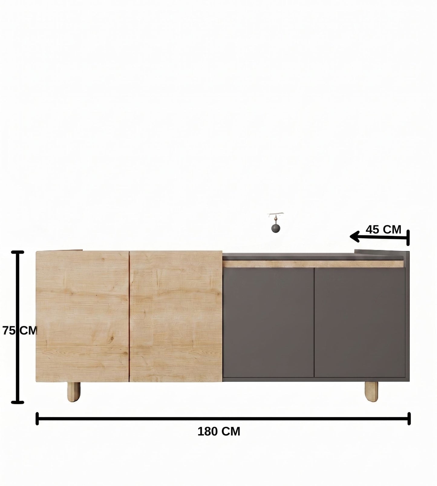 Κονσόλα Μπουφές 180x75x45 εκ Δρυς Sapphire / Ανθρακί 469ORN1528