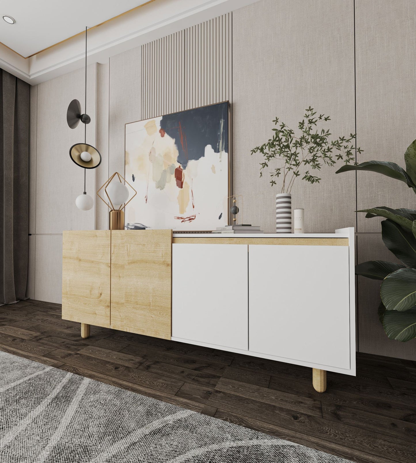Κονσόλα Μπουφές 180x75x45 εκ Δρυς Sapphire / Λευκό 469ORN1529