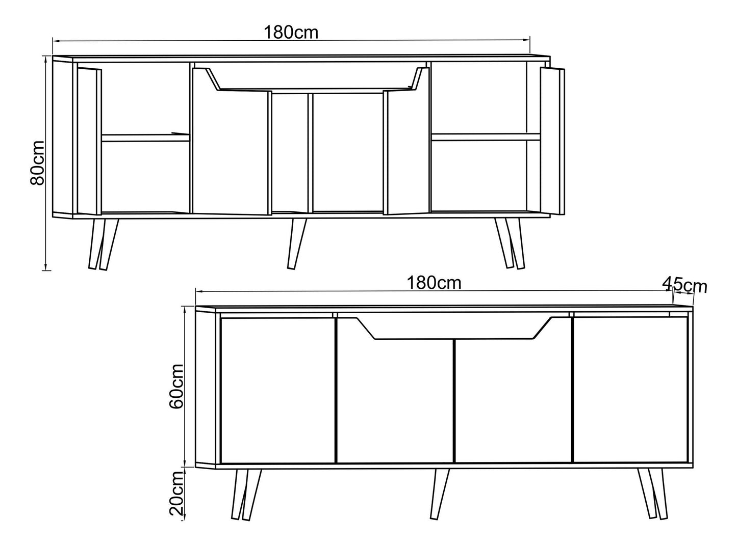 Κονσόλα Μπουφές 180x80x45 εκ Δρυς Sapphire / Λευκό 469ORN1530