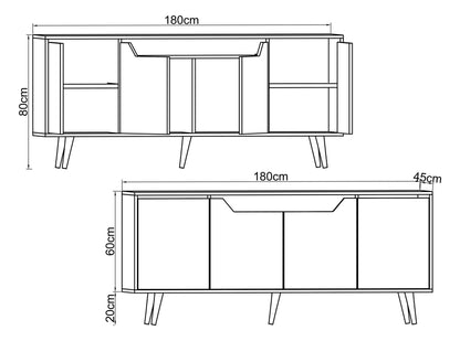 Κονσόλα Μπουφές 180x80x45 εκ Δρυς Sapphire / Λευκό 469ORN1530