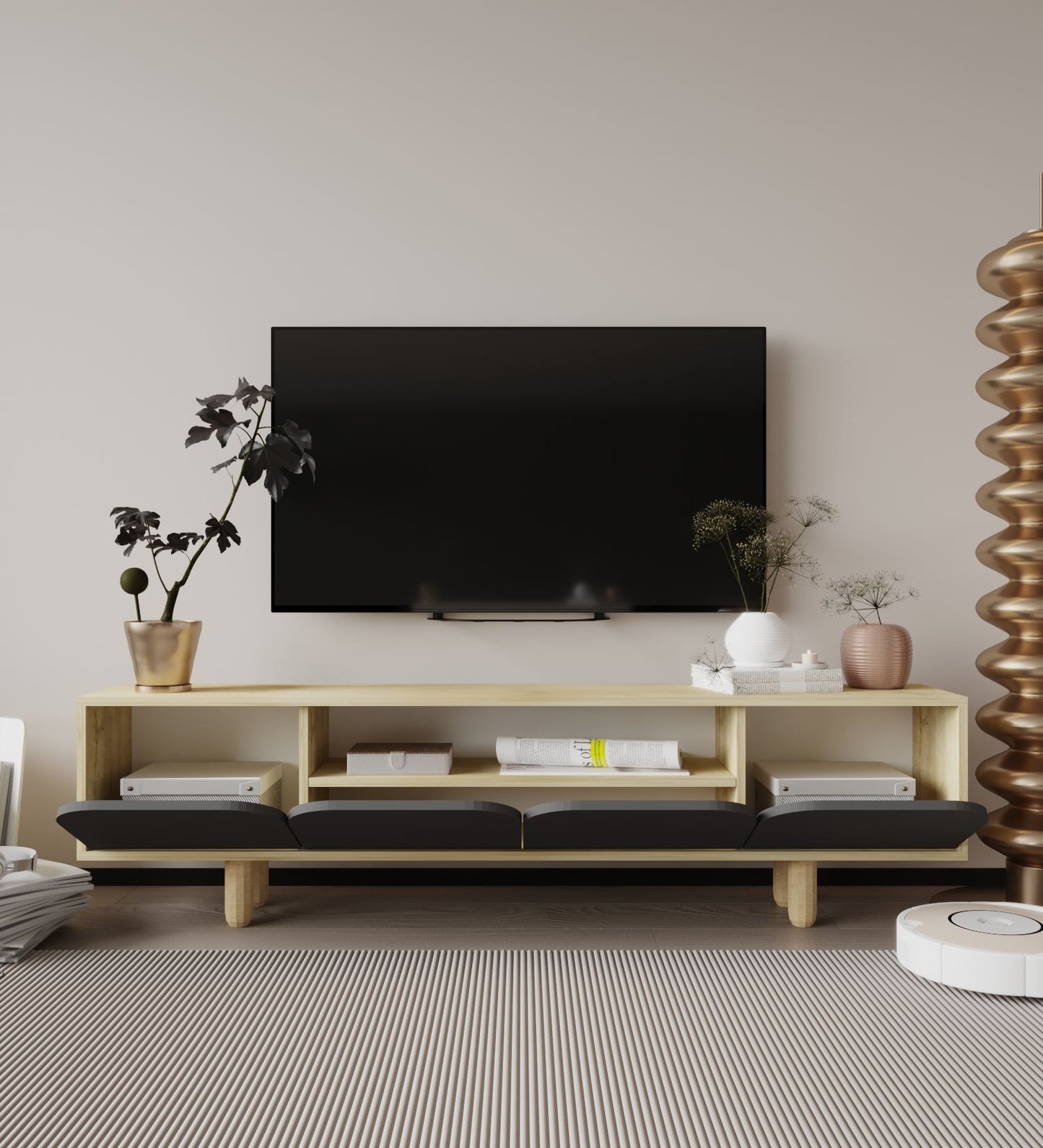 Έπιπλο Τηλεόρασης TV Βάση Σύνθεση Sapphire Δρυς Ανθρακί | 469ORN1703