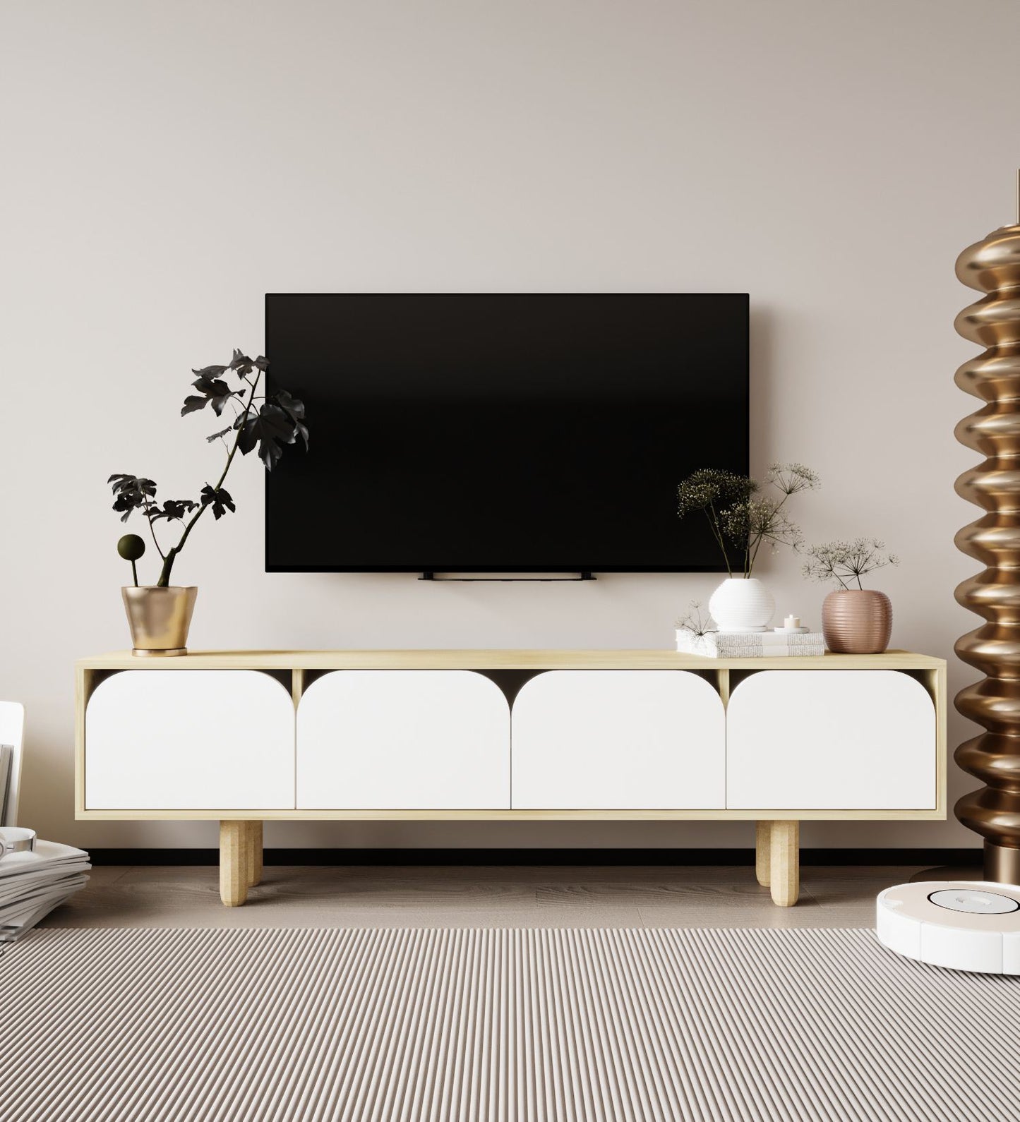 Έπιπλο Τηλεόρασης TV Βάση Σύνθεση Sapphire Δρυς Λευκό | 469ORN1704
