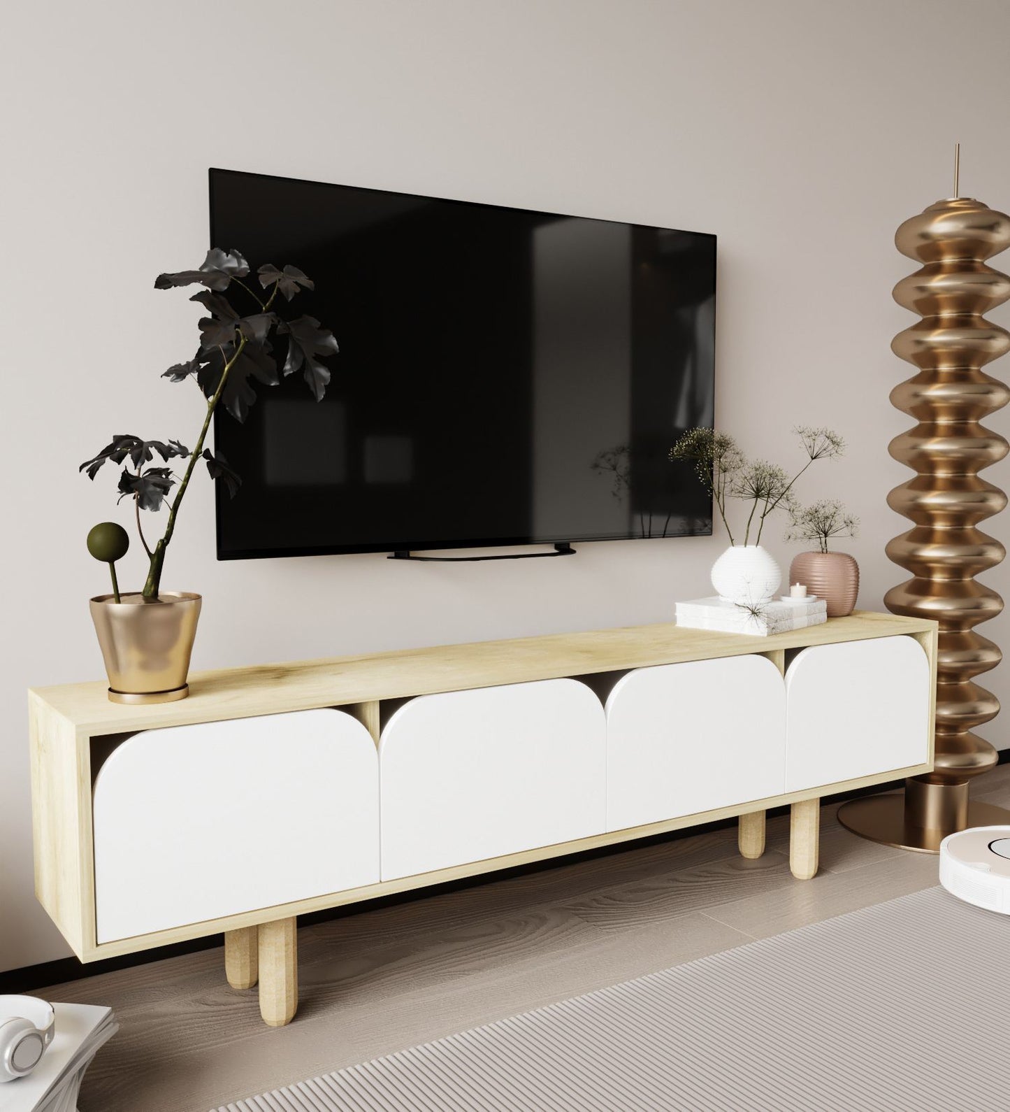 Έπιπλο Τηλεόρασης TV Βάση Σύνθεση Sapphire Δρυς Λευκό | 469ORN1704