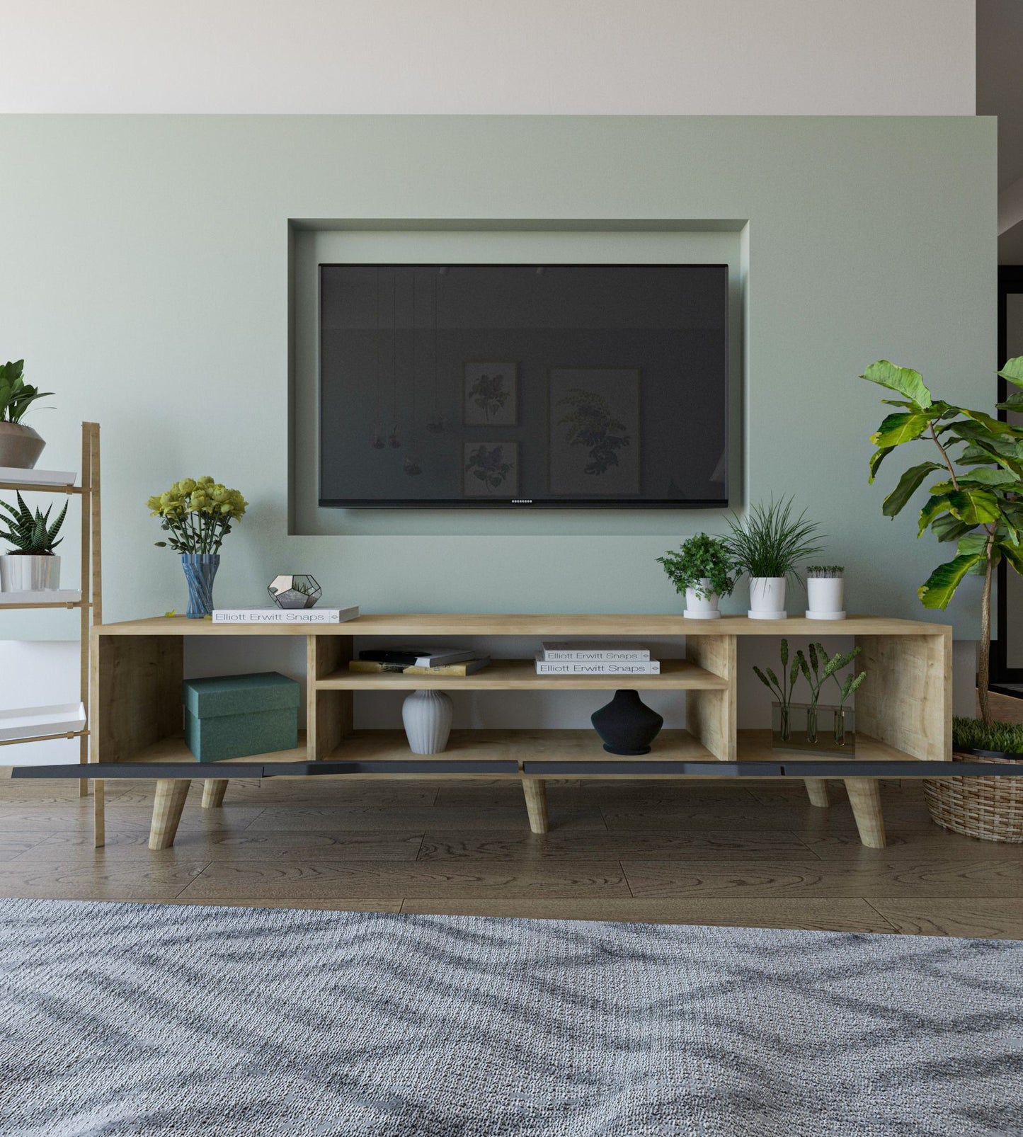 Έπιπλο Τηλεόρασης TV Βάση Σύνθεση Sapphire Δρυς Ανθρακί | 469ORN1710