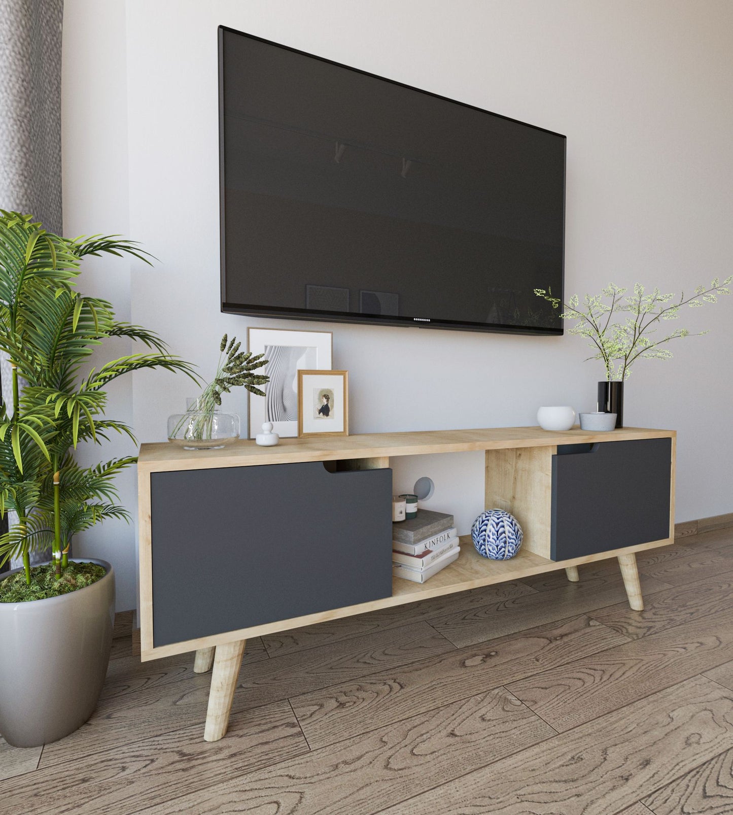 Έπιπλο Τηλεόρασης TV Βάση Σύνθεση Sapphire Δρυς Ανθρακί | 469ORN1719