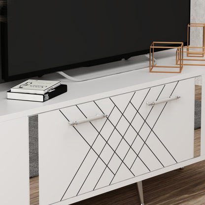 Έπιπλο Τηλεόρασης TV Βάση Σύνθεση Λευκό Silver | 475OLV1137