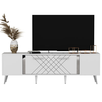 Έπιπλο Τηλεόρασης TV Βάση Σύνθεση Λευκό Silver | 475OLV1137