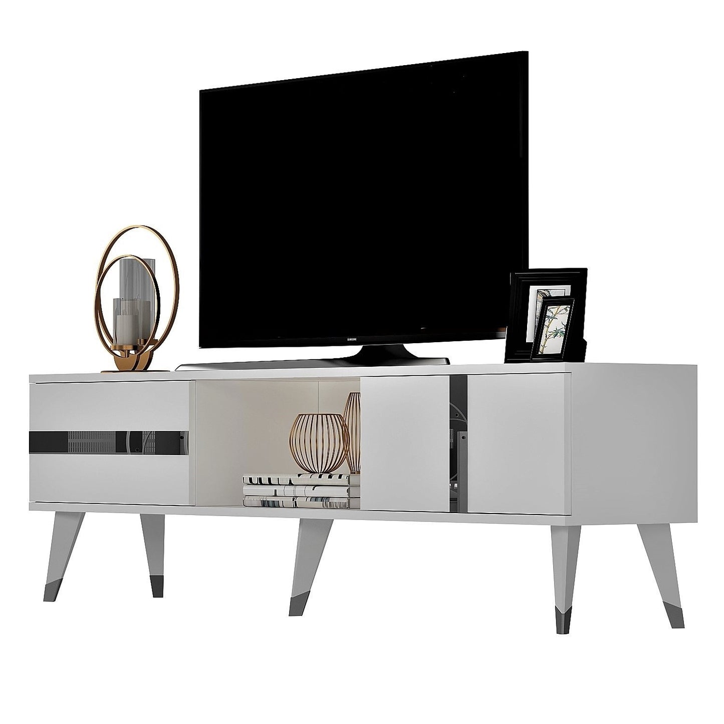 Έπιπλο Τηλεόρασης TV Βάση Σύνθεση Λευκό Silver | 475OLV1153