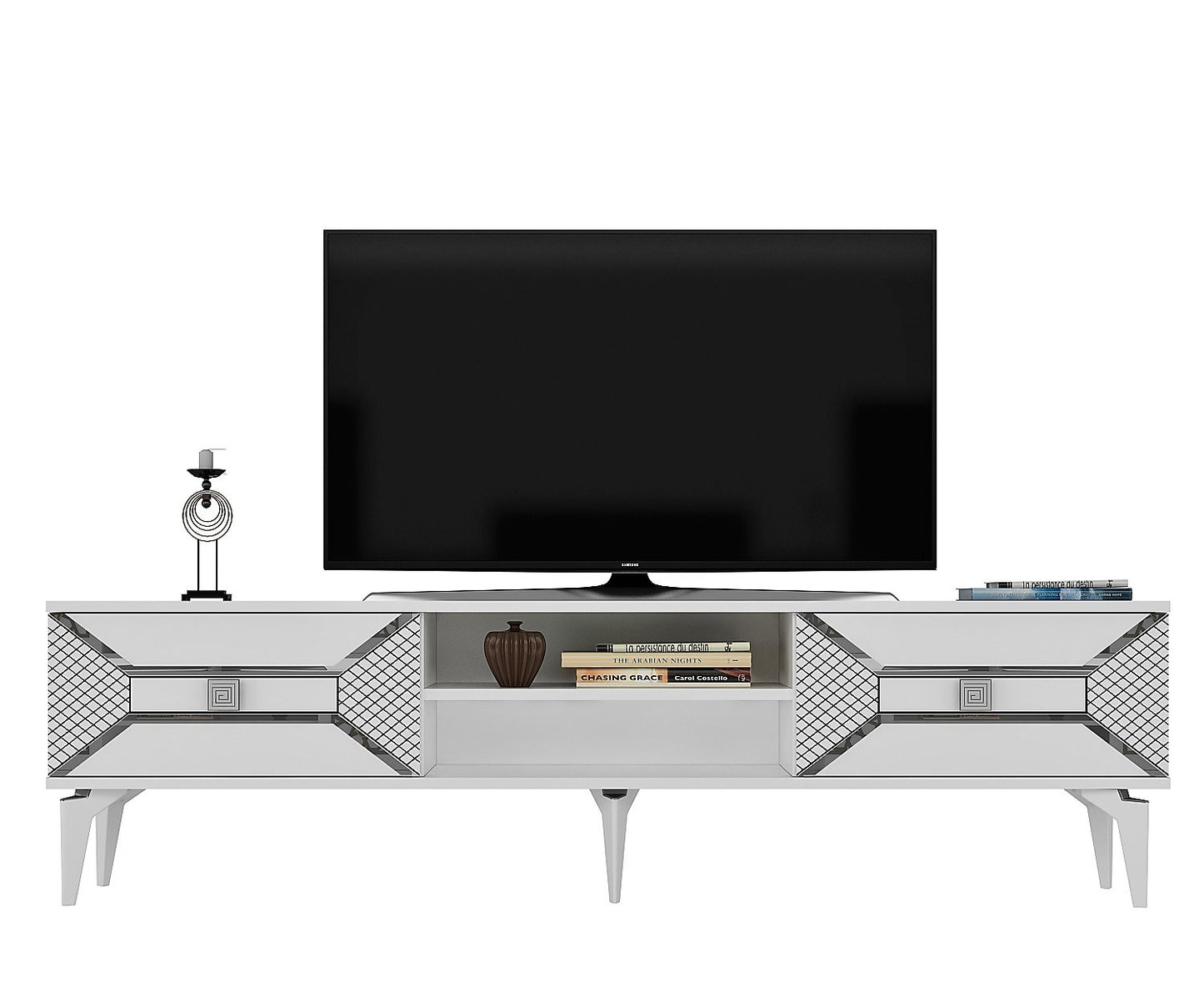 Έπιπλο Τηλεόρασης TV Βάση Σύνθεση Λευκό Silver | 475OLV1159