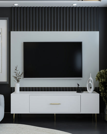 Έπιπλο Τηλεόρασης TV Βάση Σύνθεση Λευκό Χρυσό | 475OLV1169
