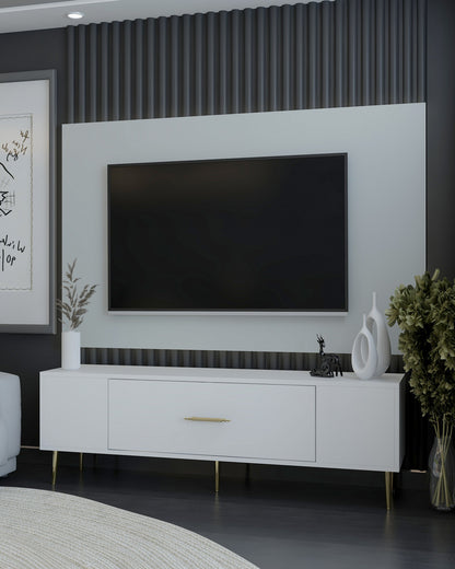 Έπιπλο Τηλεόρασης TV Βάση Σύνθεση Λευκό Χρυσό | 475OLV1169