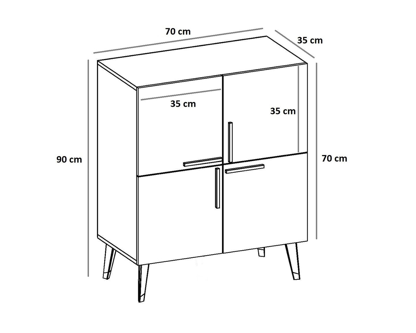 Μπουφές Ανθρακί 70x35x90cm | 475OLV1713