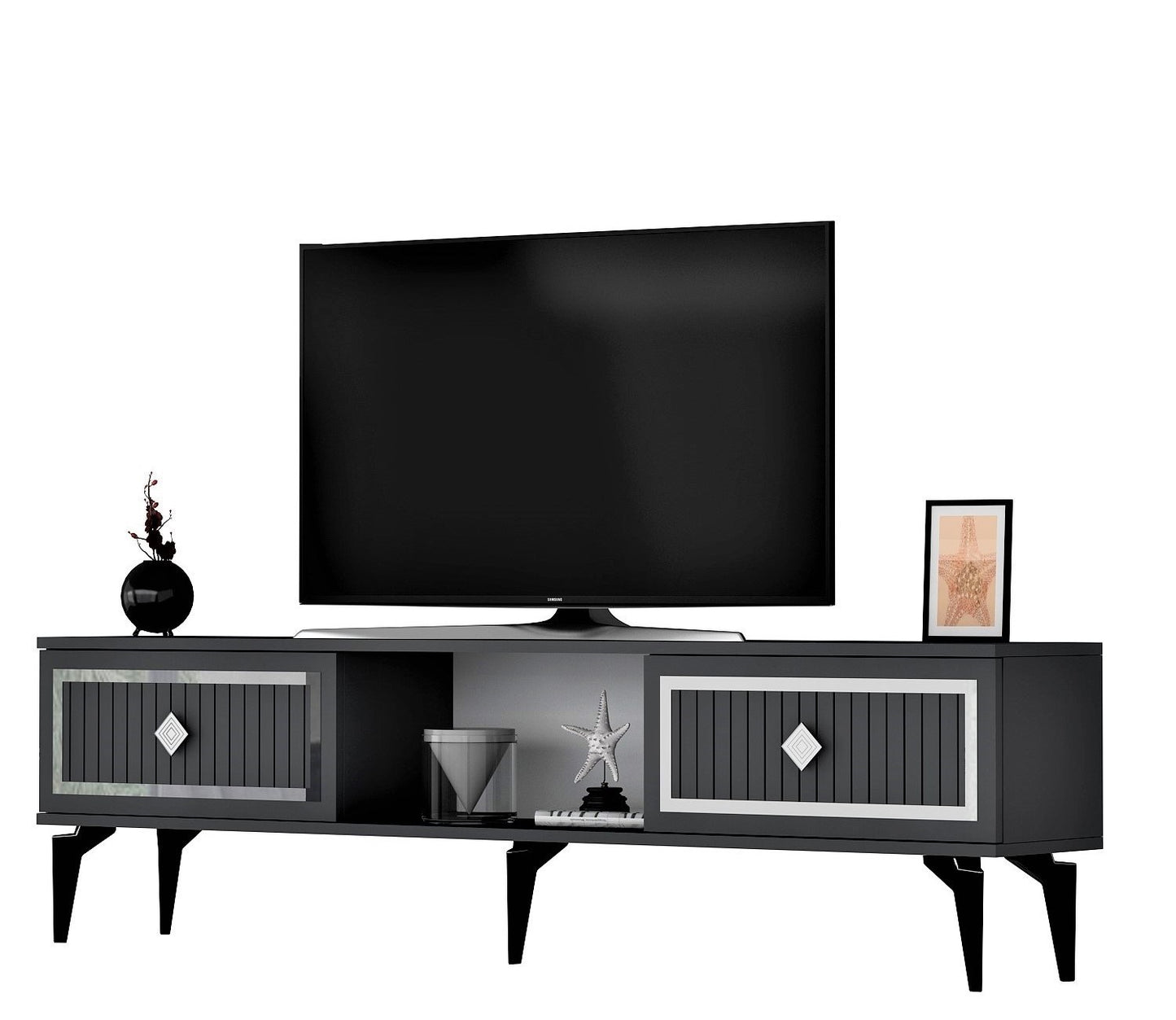 Έπιπλο Τηλεόρασης TV Βάση Σύνθεση Ανθρακί Silver | 475OLV2638
