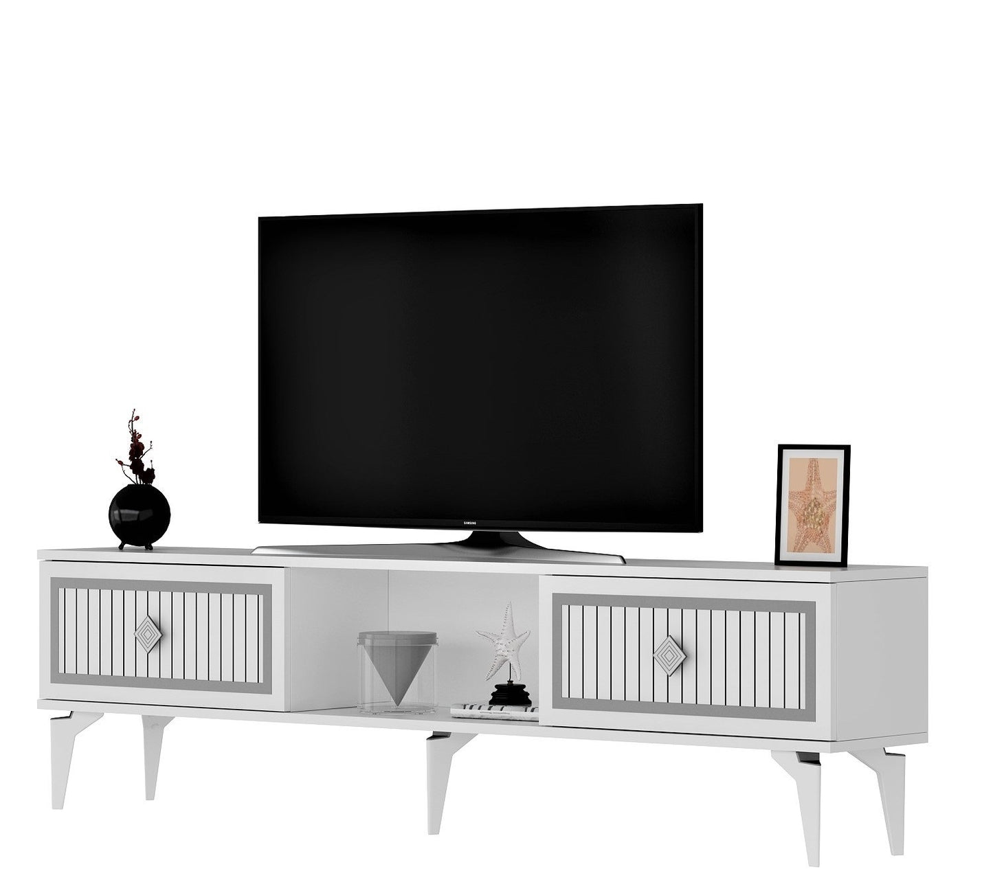 Έπιπλο Τηλεόρασης TV Βάση Σύνθεση Λευκό Silver | 475OLV2640