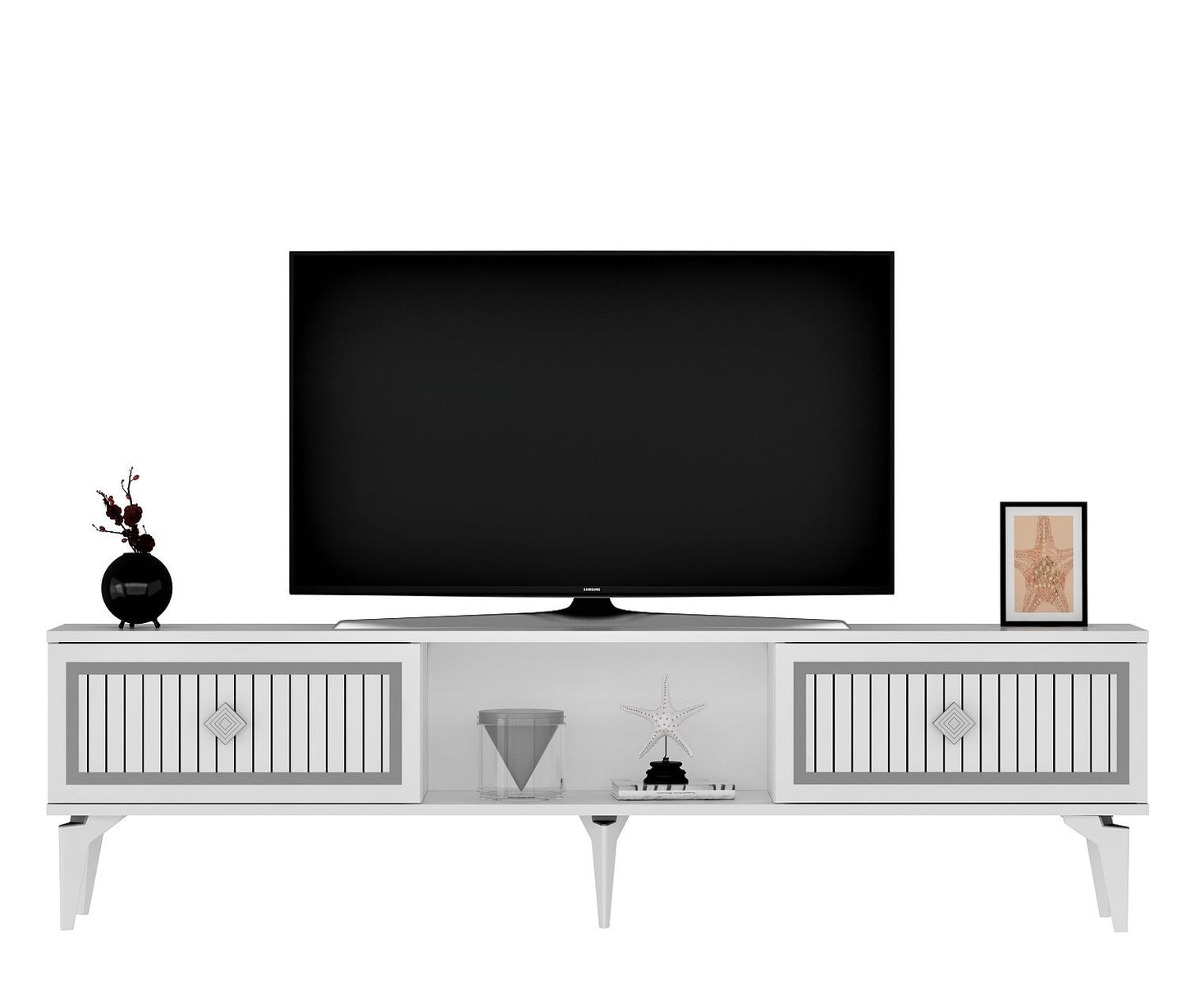Έπιπλο Τηλεόρασης TV Βάση Σύνθεση Λευκό Silver | 475OLV2640