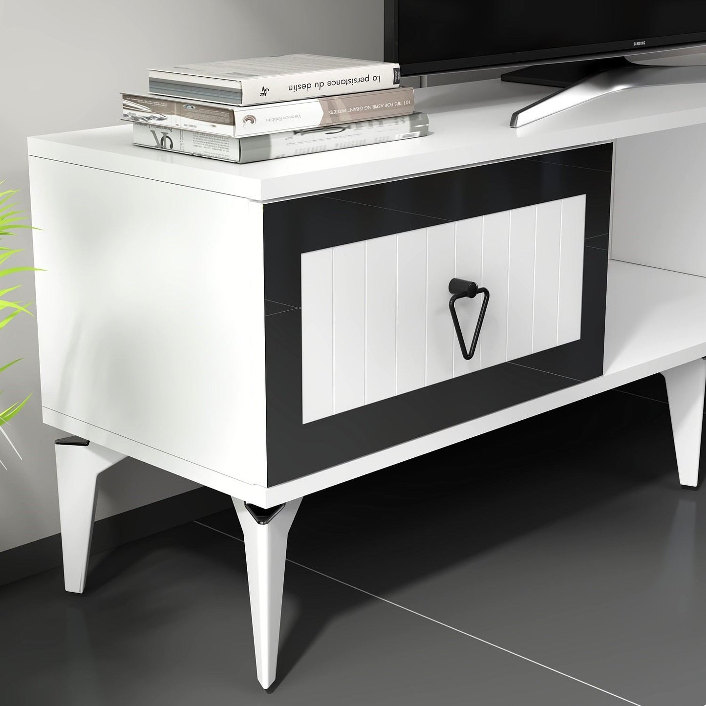 Έπιπλο Τηλεόρασης TV Βάση Σύνθεση Λευκό Silver | 475OLV2908