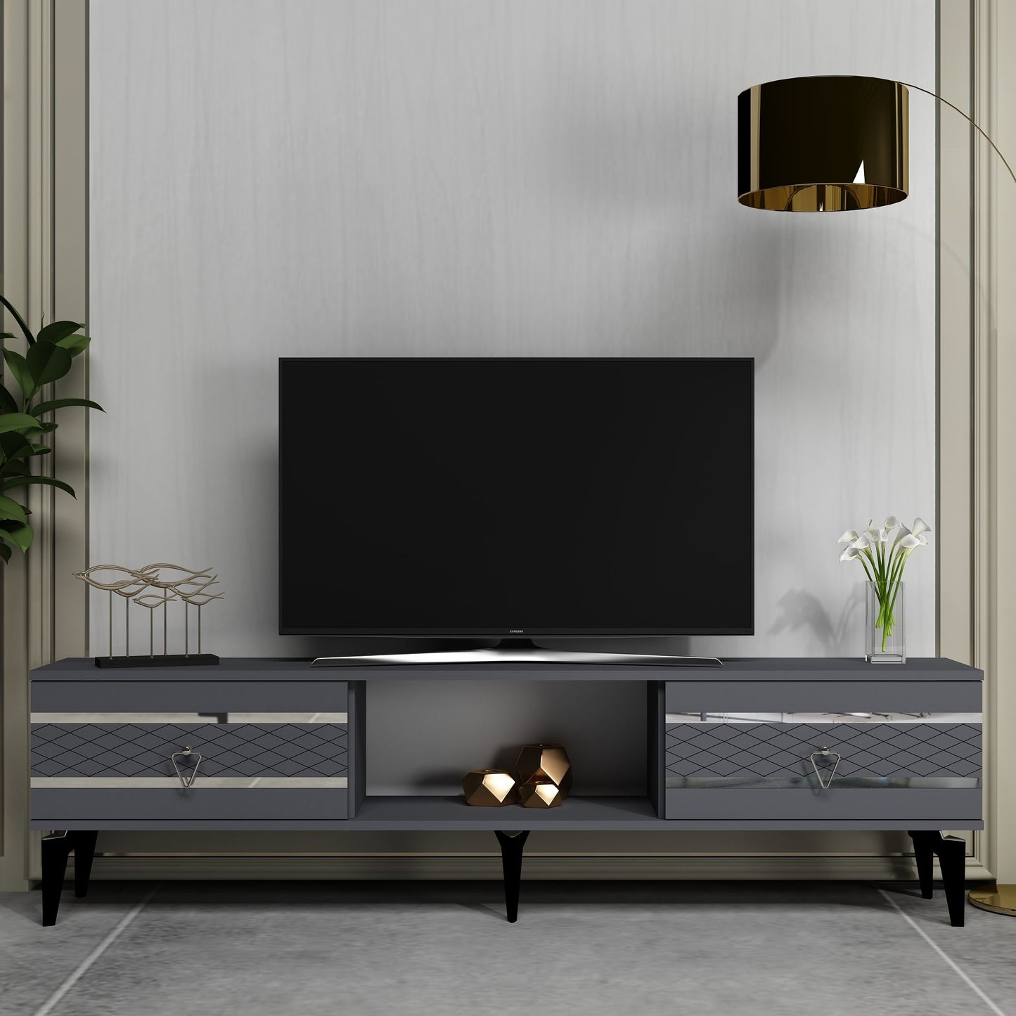 Έπιπλο Τηλεόρασης TV Βάση Σύνθεση Ανθρακί Silver | 475OLV2914