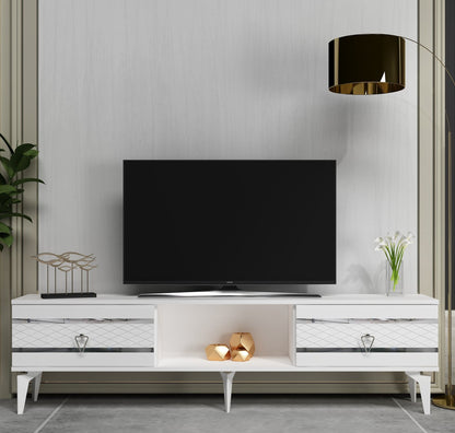 Έπιπλο Τηλεόρασης TV Βάση Σύνθεση Λευκό Silver | 475OLV2916