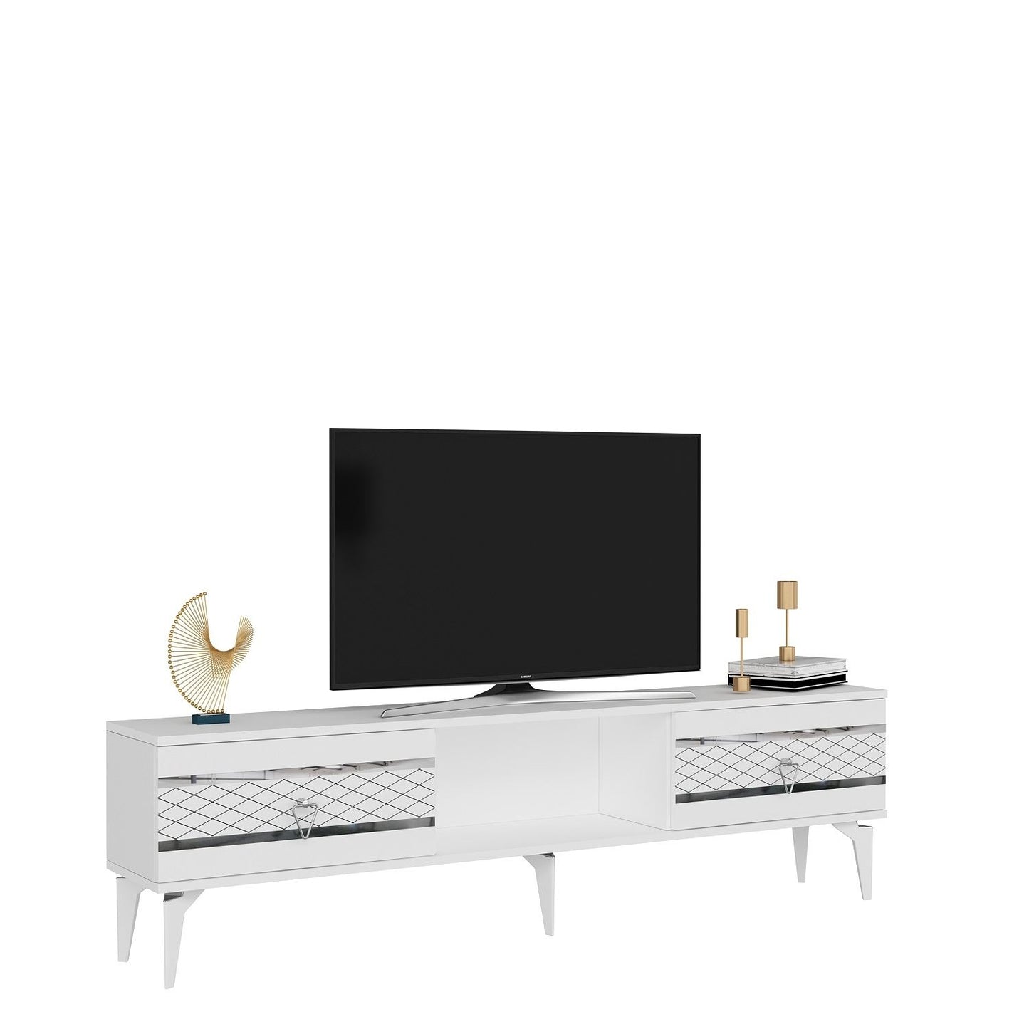 Έπιπλο Τηλεόρασης TV Βάση Σύνθεση Λευκό Silver | 475OLV2916