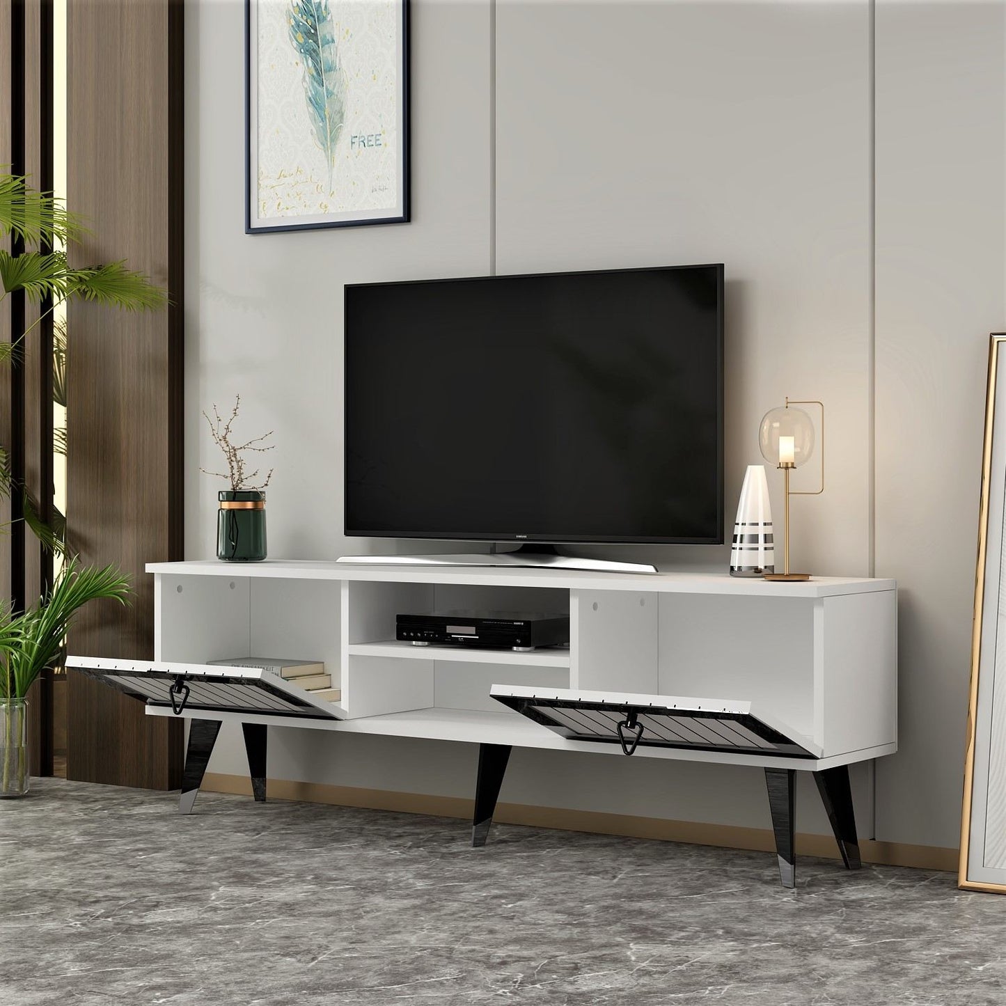 Έπιπλο Τηλεόρασης TV Βάση Σύνθεση Λευκό Silver | 475OLV2920