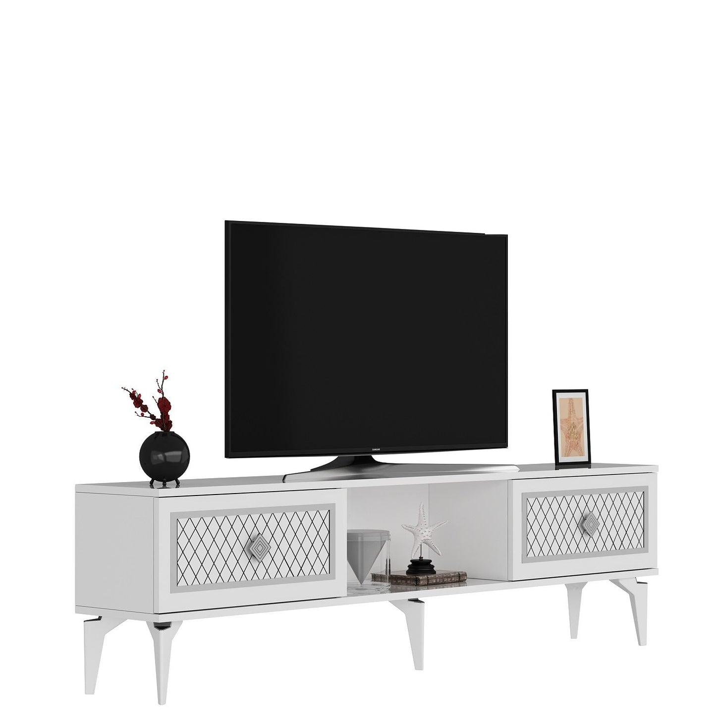 Έπιπλο Τηλεόρασης TV Βάση Σύνθεση Λευκό Silver | 475OLV2926