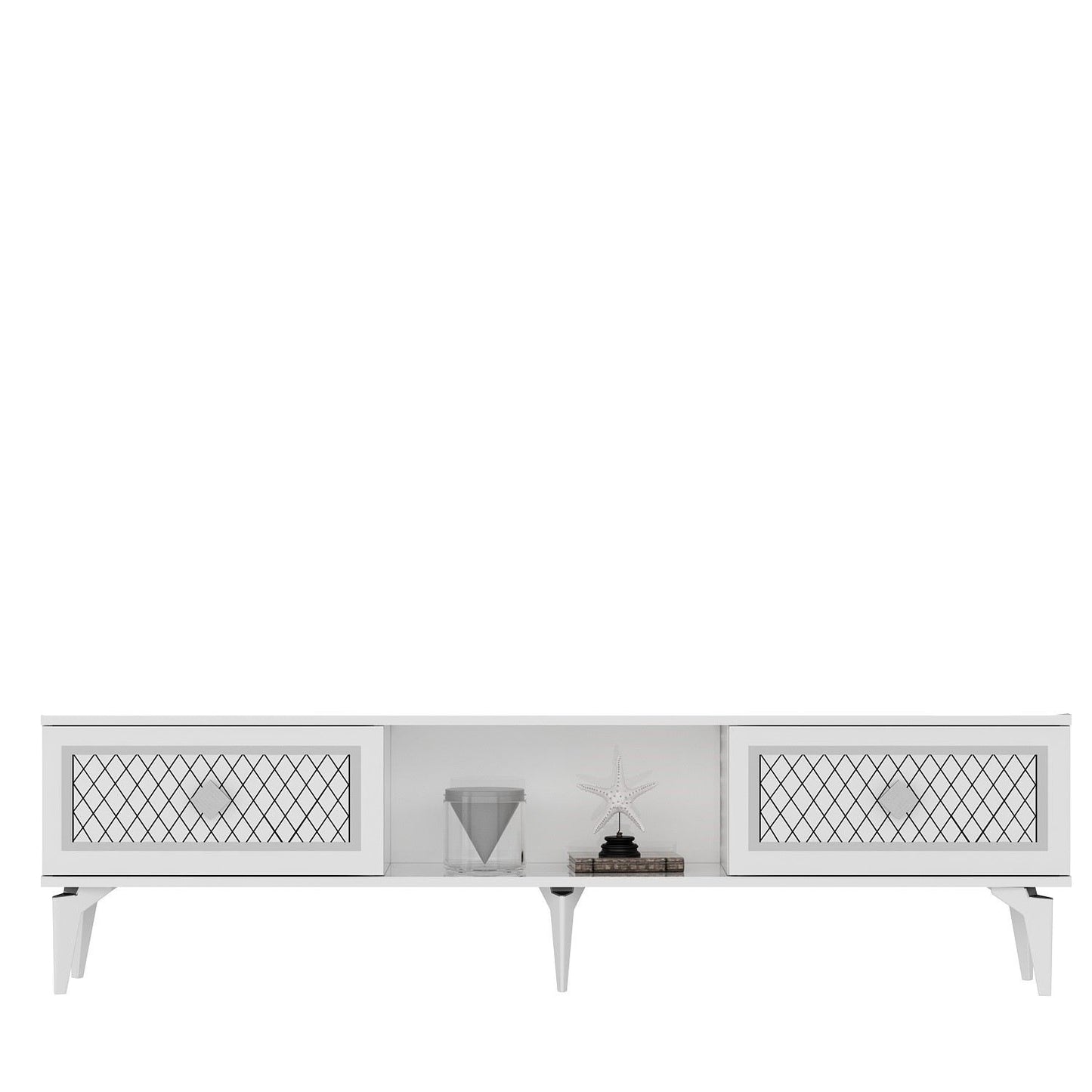 Έπιπλο Τηλεόρασης TV Βάση Σύνθεση Λευκό Silver | 475OLV2926