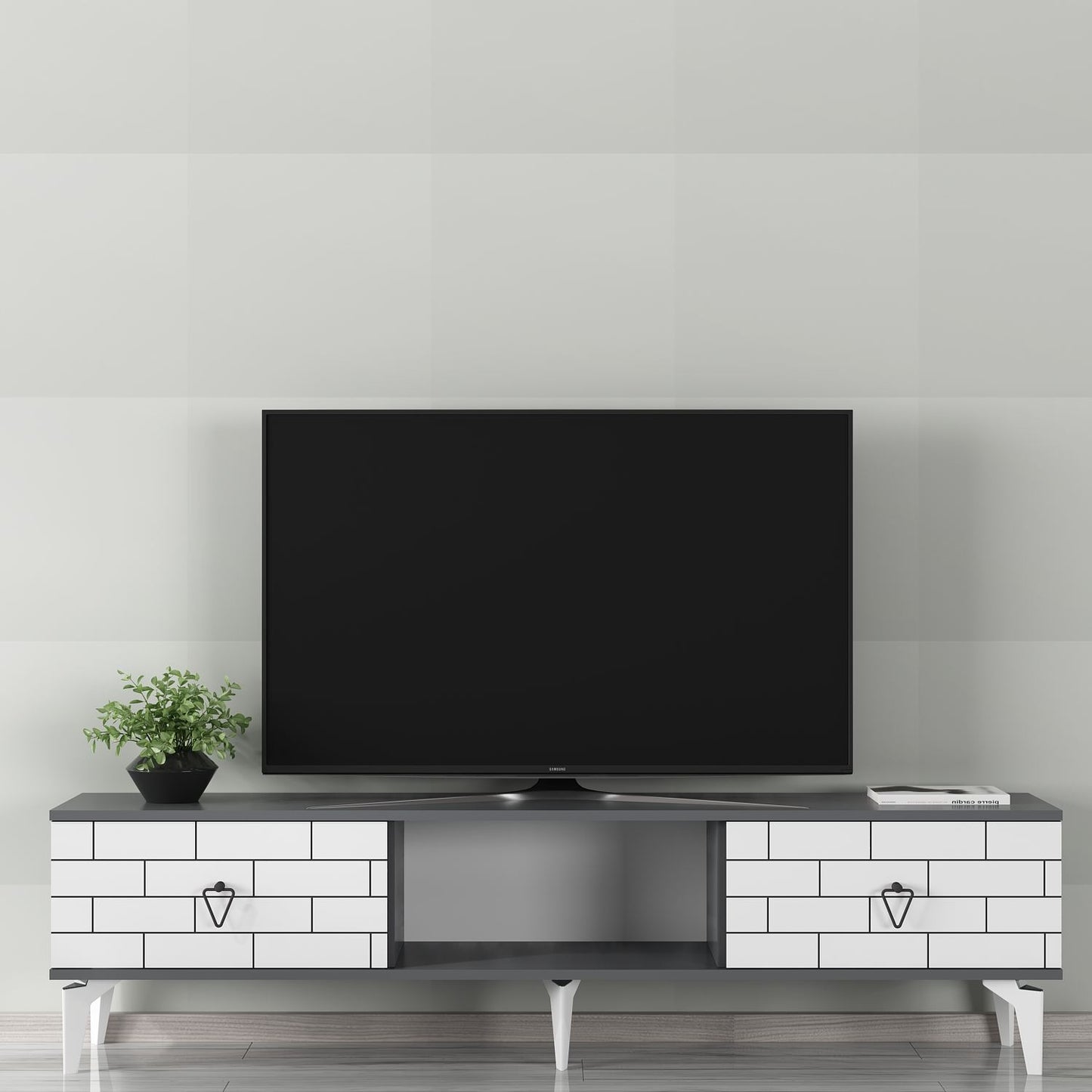 Έπιπλο Τηλεόρασης TV Βάση Σύνθεση Ανθρακί Λευκό | 475OLV2929