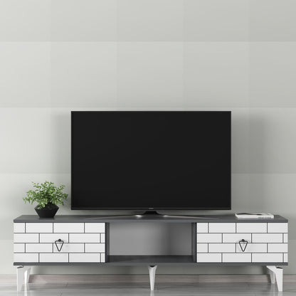 Έπιπλο Τηλεόρασης TV Βάση Σύνθεση Ανθρακί Λευκό | 475OLV2929
