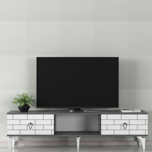 Έπιπλο Τηλεόρασης TV Βάση Σύνθεση Ανθρακί Λευκό | 475OLV2929