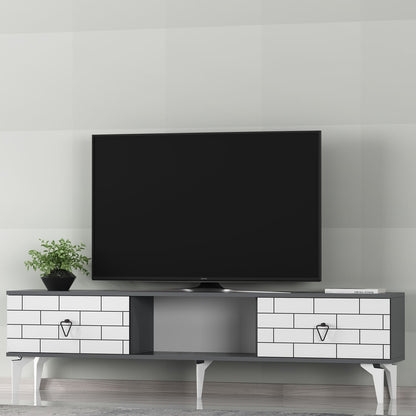 Έπιπλο Τηλεόρασης TV Βάση Σύνθεση Ανθρακί Λευκό | 475OLV2929