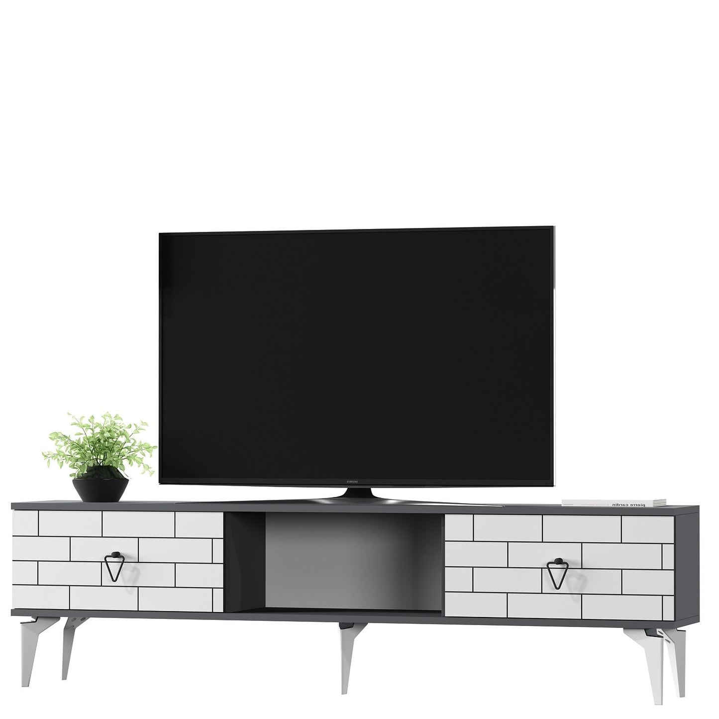 Έπιπλο Τηλεόρασης TV Βάση Σύνθεση Ανθρακί Λευκό | 475OLV2929