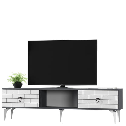 Έπιπλο Τηλεόρασης TV Βάση Σύνθεση Ανθρακί Λευκό | 475OLV2929