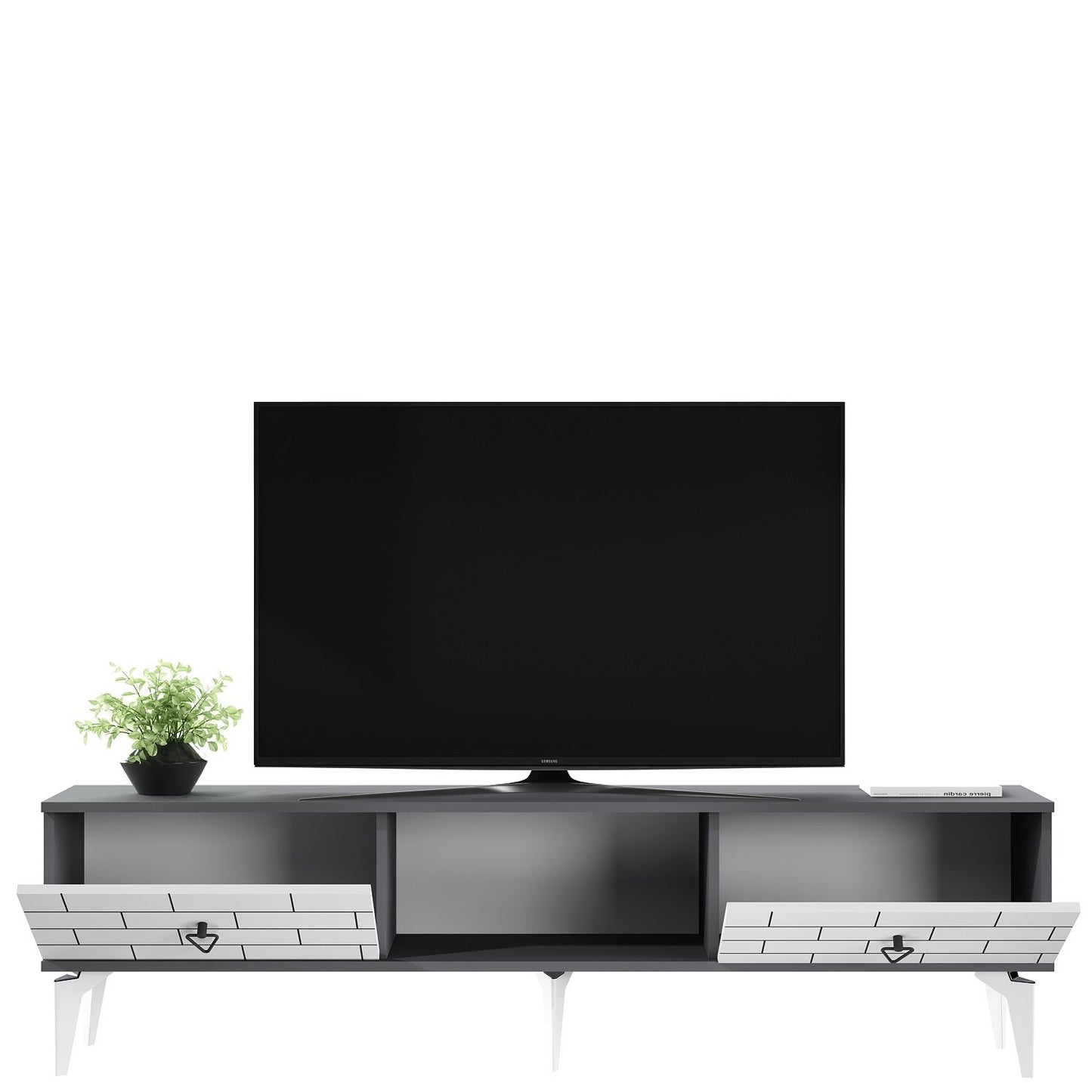 Έπιπλο Τηλεόρασης TV Βάση Σύνθεση Ανθρακί Λευκό | 475OLV2929